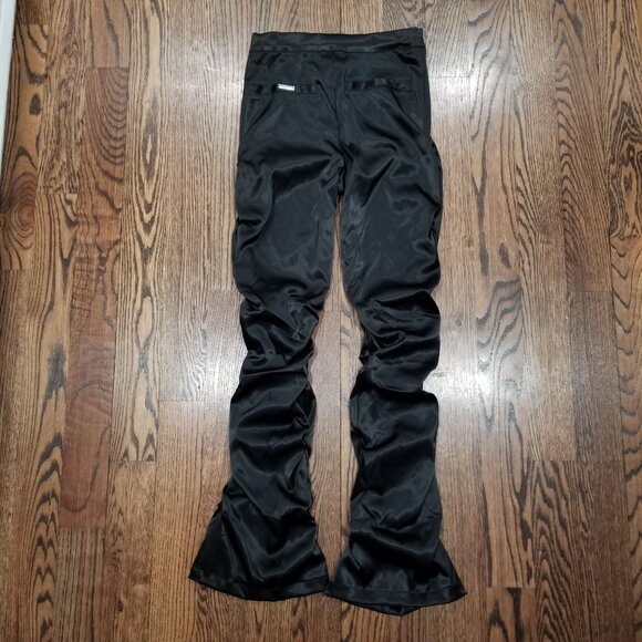 Maniere De Voir Leather Flared Trousers Black High Rise Pants Size 4 - Picture 7 of 11